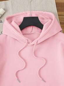 INAWLY 女士休闲卡通印花连帽运动衫，秋冬，长袖上衣 - 粉色 - 查看 3