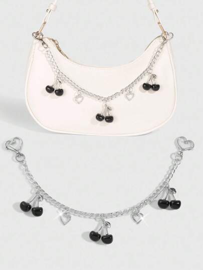 Kawaii 1pc Cute Cherry Heart-Shaped Bag Charm/Pendant, Suitable For Small Square Bags, School Opening Gift, Holiday & Birthday Present