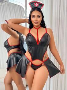 Spicy Aura 2pcs Plus Size Wireless Lingerie Set For Rave - Black - View 3