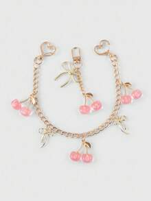 ROMWE Kawaii 2 móc khóa nơ hình quả anh đào dễ thương, thích hợp trang trí túi vuông nhỏ, tuyệt vời làm quà tặng cho ngày tựu trường, sinh nhật, ngày lễ - Nhiều màu - Xem 7