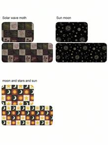 ROMWE Goth 1 buah Keset Dapur Motif Ngengat - Keset Lantai Boho Anti Selip dengan Desain Matahari & Ombak, Alas Anti Lelah yang Dapat Dicuci untuk Area Wastafel, Kompor, Perlengkapan Dapur Dekorasi Bohemian, Dekorasi Rumah - MultiWarna - View 7