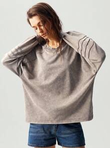 Bohemela 大码休闲水洗落肩宽松运动衫