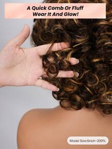 Density Pro 4/27 Dark Brown & Ash Blonde 100% Human Hair Wig Big Bouncy Curls With Bangs 6inch Length & 200% Ultra Density Fluffy Voluminous Curls With Dimension & Movement Beginner Friendly & Easy Wear For Cool Skin Tones - 9AM Hair Sport Vacation Travel Festival Prom Outdoor Cosplay Campus School Beach Wedding Camping Holiday Outfits Summer Outfits Vacay Vibes Charm Elegant Casual Y2k Fashion Styles Ss25 Adjustable Straps & Breathable Cap Construction - S4/27 - View 5