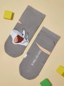 LOONEY TUNES X SHEIN 5 đôi tất cổ ngắn mềm mại, thoáng khí, thấm hút mồ hôi, họa tiết hoạt hình Tweety & Sylvester & họa tiết thời trang, dễ thương, nhiều màu sắc, mũi và gót được gia cố, bền chắc, phù hợp cho cả nam và nữ, mọi mùa, phù hợp với mọi phong cách. - Nhiều màu - Xem 11