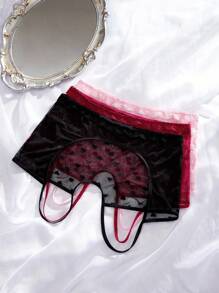 SpicyHot 3 Pcs Set Women Sexy Lace Panties, Random Heart Pattern - Multicolor - View 2