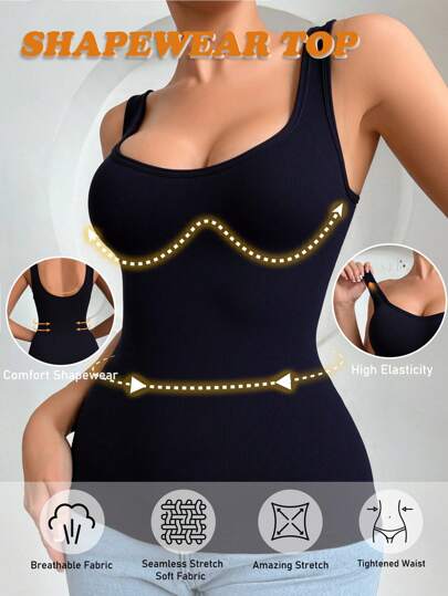 SHEIN 1 pieza Camiseta deportiva sin costuras y cómoda para mujer, top de control