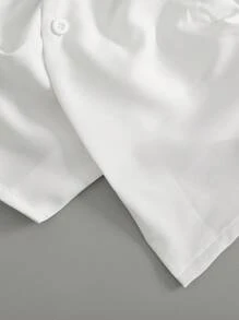 Tween Girls Casual Solid Color Asymmetric Hem Long Sleeve Shirt - White - View 6