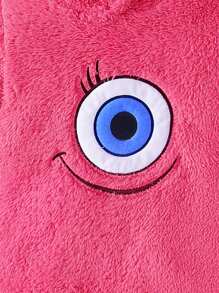 SHEIN Perso Play Baby Mädchen Lässiger bestickter grüner Fleece Kapuzen-Romper, Herbst/Winter