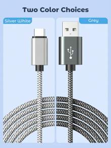 Teckwe 编织 USB A 至 C 充电线 3 米 – 快速充电，铝合金外壳，纯铜线 - 銀白色 - 查看 5