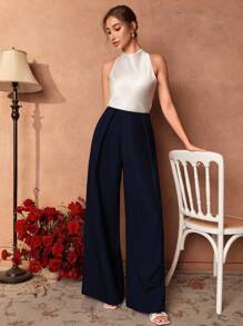 SHEIN Unity Women's Casual Navy High Waist Wide Leg Pants, Relaxed Fit, Summer Fall Cloth For Women - Navy Blue - View 7