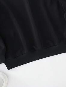 Tween Girls Casual Everyday Versatile Comfortable Round Neck Knitted Sleeve Cute Butterfly Graphic Sweatshirt - Black - View 6