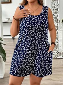 EMERY ROSE 大码休闲简约碎花连体裤 - 彩色 - 查看 4