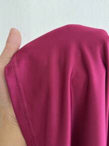 Viva Relle Party Plus Asymmetrical Neck Ruched Split Thigh Dress Fall Cloth For Women - Hot Pink - View 5