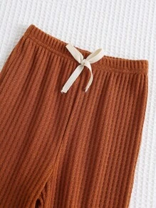 Cozy Pixies 2件套男婴针织柔软圆领长袖运动衫和松紧腰裤套装 - 乾枯玫瑰色 - 查看 6