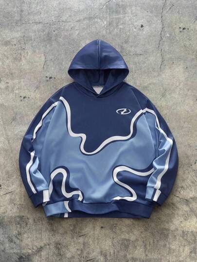 AXEPEAK 男士时尚撞色长袖休闲宽松连帽运动衫，适合秋冬