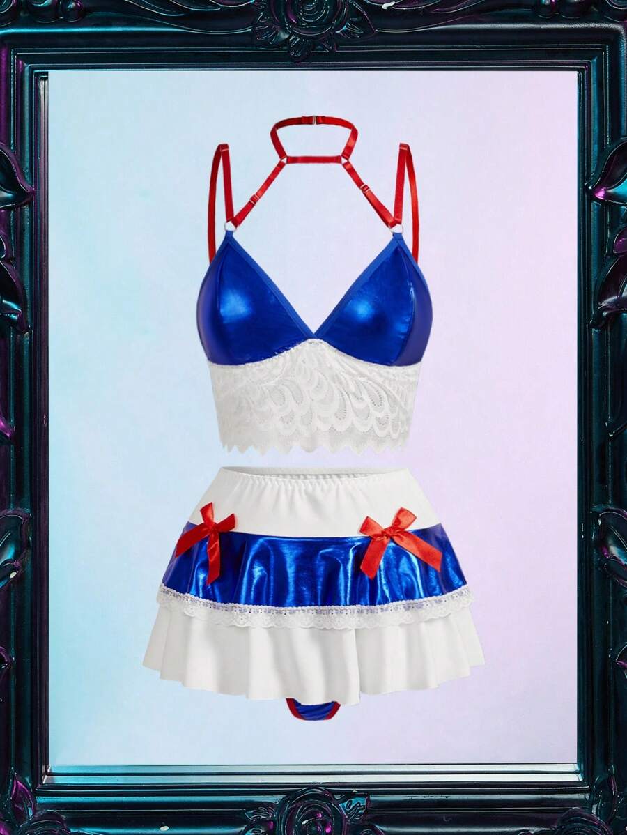 Fantasy Costume Trang phục đồ lót gợi cảm màu tương phản dành cho nữ - Nhiều màu - Xem 1