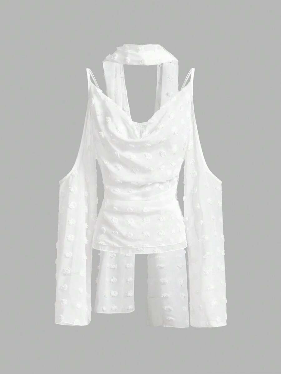 Glamine 2025 Élégant et Blouse texturée à col roulé sans manches Vêtements d'automne pour femmes Retour à l'école - Blanc - Voir 1