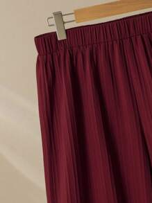 Lacomfia 2pcs Women Plus Size Casual Textured Colorful Stripe Print Long Sleeve Shirt And Wide Leg Pants Suit, Loose And Comfortable Fall Cloth For Women - Multicolor - View 8