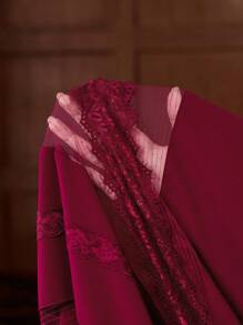 ZEYLAH 蕾丝拼布腰饰派对/正式连衣裙，秋冬 - Bold Plum - 查看 7