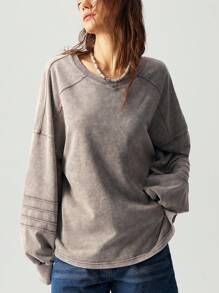 Bohemela 大码休闲水洗落肩宽松运动衫