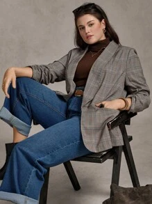 Zelara Blazer versátil de talla grande para mujer con manga 7/8, de estilo minimalista para ir al trabajo