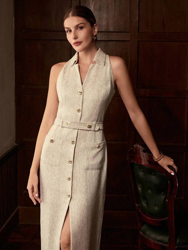 ZEYLAH SPLIT BUTTON UP DRESS FOR AUTUMN & WINTER