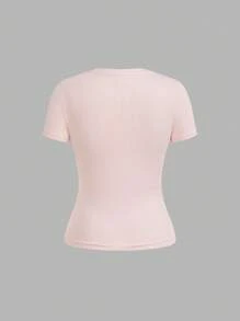 SHEIN EZwear 4 件套休闲简约基本款条纹圆领短袖 T 恤，适合春夏季、海滩、音乐节 - 彩色 - 查看 10