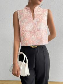 Elenzga Ärmellose Damen Bluse für den Sommer, geprägte Stoff elegante Lässig Pendler Oberteil, schlankend