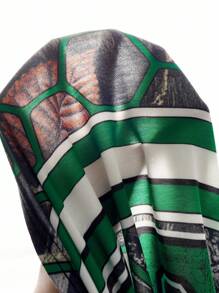 TEENAGE MUTANT NINJA TURTLES | SHEIN Tween Boy Cartoon Turtle Shell Numeral Print Grey-Green V-Neck Sweatshirt & Black Jogger Pants Sports Set - Army Green - View 9