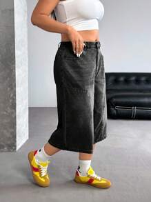 SHEIN ICON 复古水洗宽松七分牛仔裤