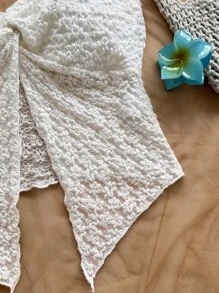 Soleia Áo crop top họa tiết hoa mơ dệt kim viền xoắn cho nữ, thích hợp cho kỳ nghỉ, trở lại trường, hẹn hò thường ngày, tiệc tùng, đám cưới, bãi biển mùa xuân/hè, lễ hội âm nhạc, phong cách boho - Màu be - Xem 3