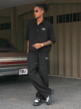 AXEPEAK 2pcs Men's Shirt And Pants Set