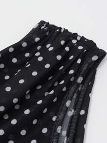 Glamine Elegant Party Mesh Polka Dot Asymmetric-Shoulder Women's New Year Tops