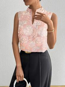 Elenzga Ärmellose Damen Bluse für den Sommer, geprägte Stoff elegante Lässig Pendler Oberteil, schlankend