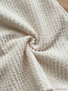 Soleia Women's Holiday Wave Stripe Knit Texture Off Shoulder Hollow Out Long Sleeve Short Jumpsuit, Suitable For Vacation, Date, Afternoon Tea, Seaside Beach, Cruise, Island Resort, Urban Travel, Music Festival, Boho Style Cream Jumpsuit Off The Shoulder Jumpsuit Knitted Jumpsuit Cream Jumpsuit Cream Playsuit Ribbed Playsuit Off The Shoulder Playsuit Cream Romper Knitted Romper Off The Shoulder Romper Ribbed Romper Back To School, Back To School Season, Graduation Season Knitted Jumpsuit - Apricot - View 7