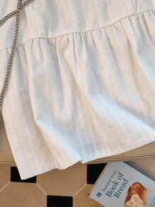 SHEIN 新款时尚休闲甜美法式无袖条纹吊带背心，女士款 - 白色 - 查看 5