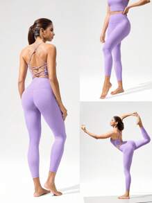 GLOWMODE 24英寸 FeatherFit™ 低冲击七分紧身裤，秋冬季 - 紫丁香色 - 查看 8