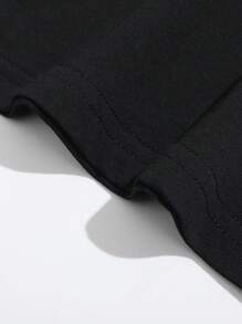 SHEIN 女士休闲时尚印花短袖常规圆领 T 恤 - 黑色 - 查看 5