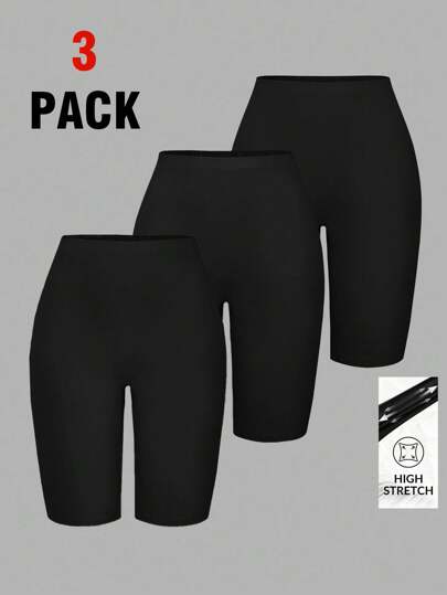 SHEIN EZwear Plus Size High Waist Black Casual Leggings,Back To School