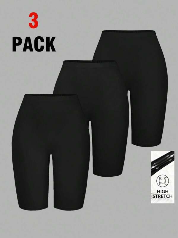 SHEIN EZwear Plus Size High Waist Black Casual Leggings,Back To School