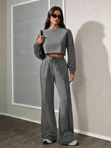 SHEIN Tall 春夏新品音乐节、复活节、纳什维尔、生日派对、毕业典礼、学生休闲装、日常出游、多功能、休闲、度假、邮轮、海滩、日光浴、街头服饰、雪花印花、宽松运动服、2 件套