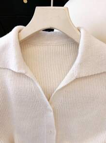 Franclia Bluză tricotată cu guler înalt, casual, versatilă, pentru naveta zilnică, potrivită pentru toate nevoile - Bej - Vizualizare 5