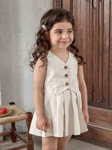 LMoss Kids Set da 2 pezzi per bambine: camicia in colore unito e minigonna casual