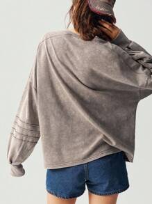 Bohemela 大码休闲水洗落肩宽松运动衫