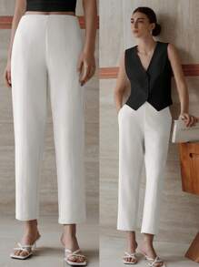 MOTF PREMIUM SLANT POCKET STRAIGHT LEG PANTS - White - View 2