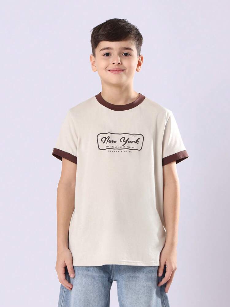 Retro Ringer T Shirt With New York City Logo
