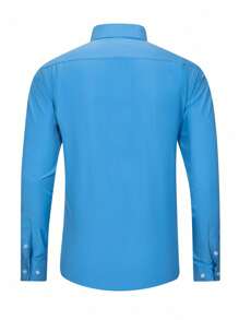 Manfinity Nomadique Camisa de manga larga estilo occidental casual para hombre, otoño - Azul - Ver 2