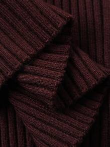 Dazy Plus Valentine Plus Size Solid Color V-Neck Elastic Bodycon Long Sleeve Wine Red Sweater Fall - Burgundy - View 3
