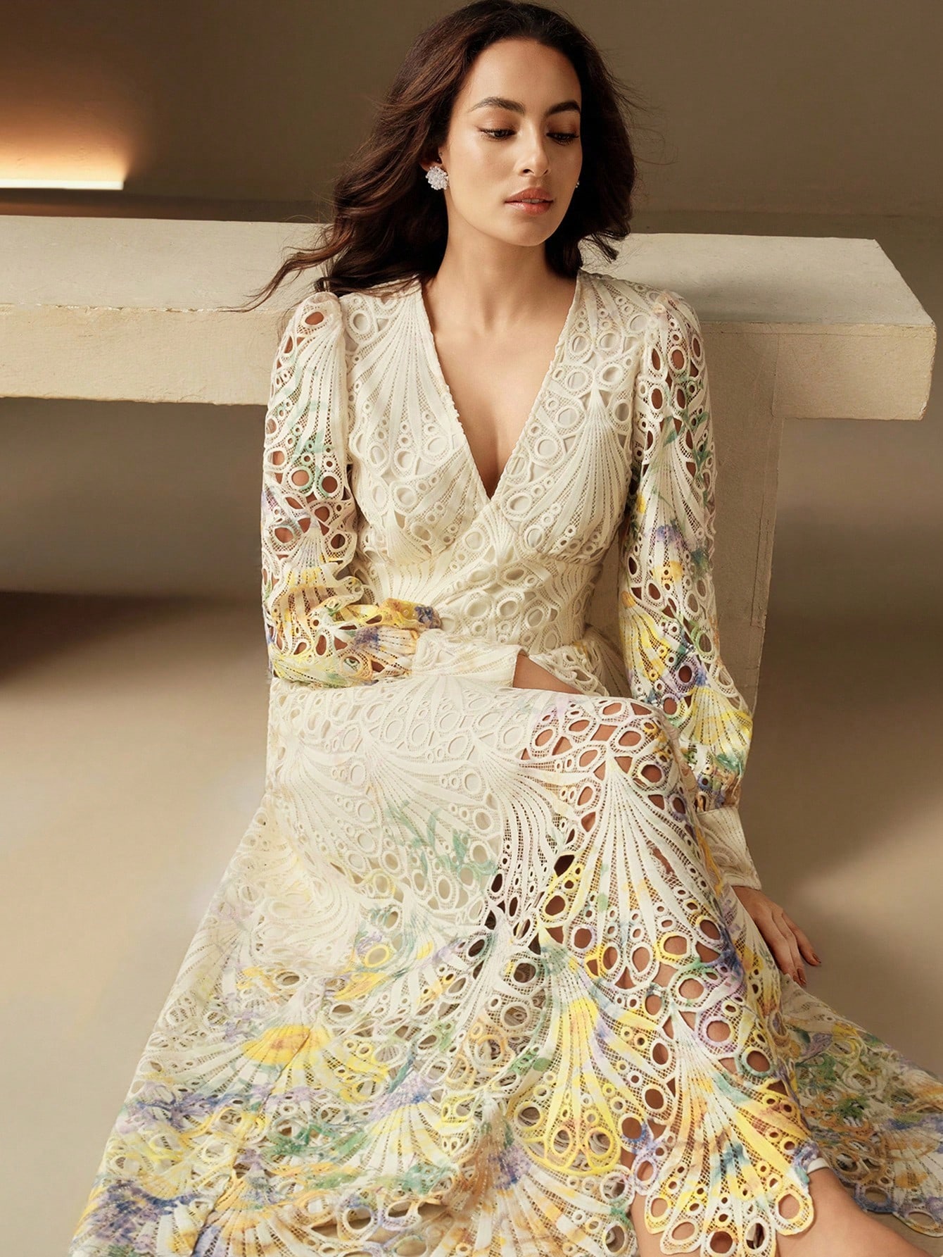 Anewsta فستان ماكسي أنيق وأنيق بطبعات زهرية ومفتوح...