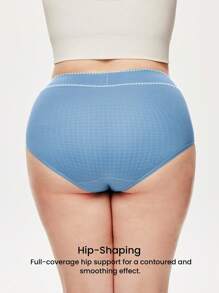 LUVLETTE Plus 2-Pack Airy Cotton High Waist Briefs Waist Tummy Control Women Basic Underwear Panties Set Nude Panties